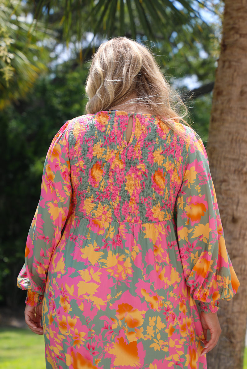 Find Me There Maxi Dress: Pink/Multi