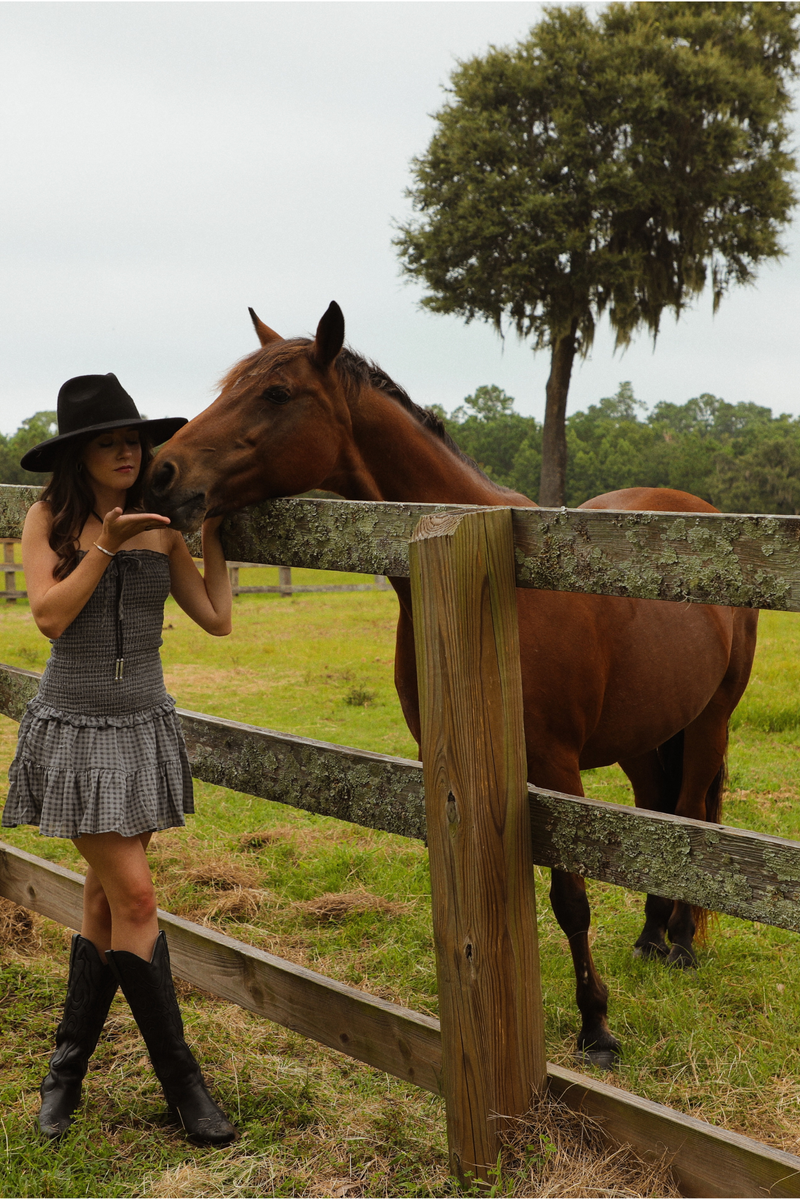 In The Saddle Dress: Charcoal/Grey