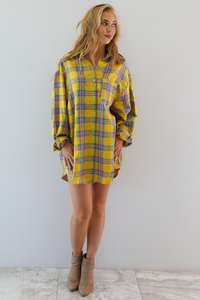 Oversized Boyfriend Flannel: Yellow/Multi