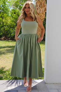 Simple Decorum Maxi Dress: Sage