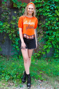 Witches Please Top: Orange/Multi