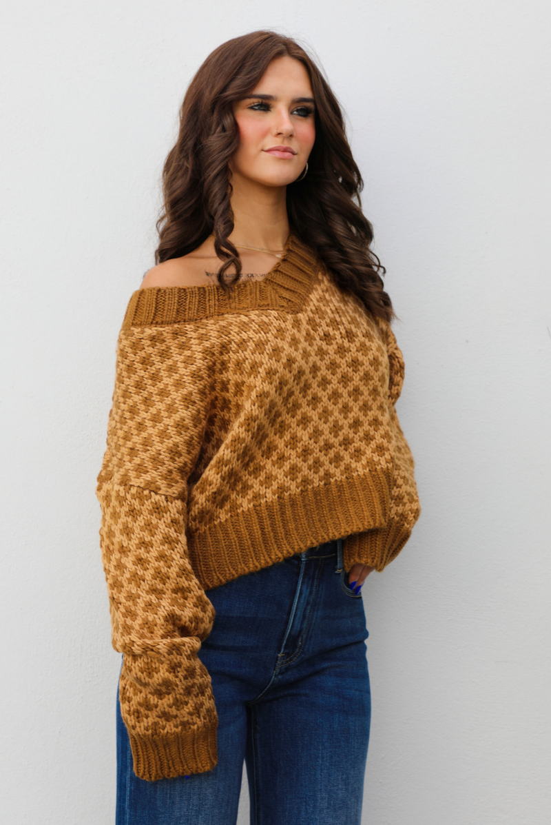 Here & There Sweater: Brown/Tan
