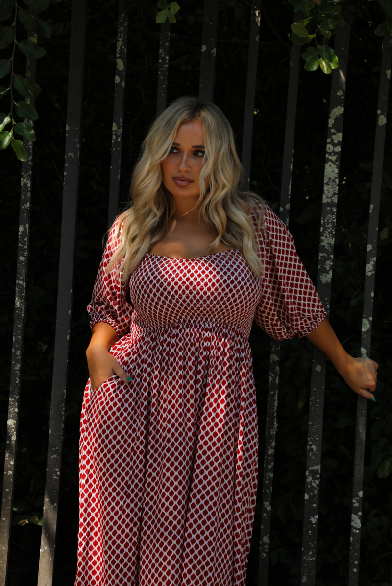 Anything You Can Maxi Dress: Red/White