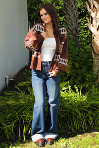 Sweet Doe Cardigan: Brown/Multi