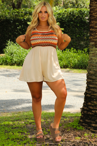 To The Villa Romper: Orange/Multi