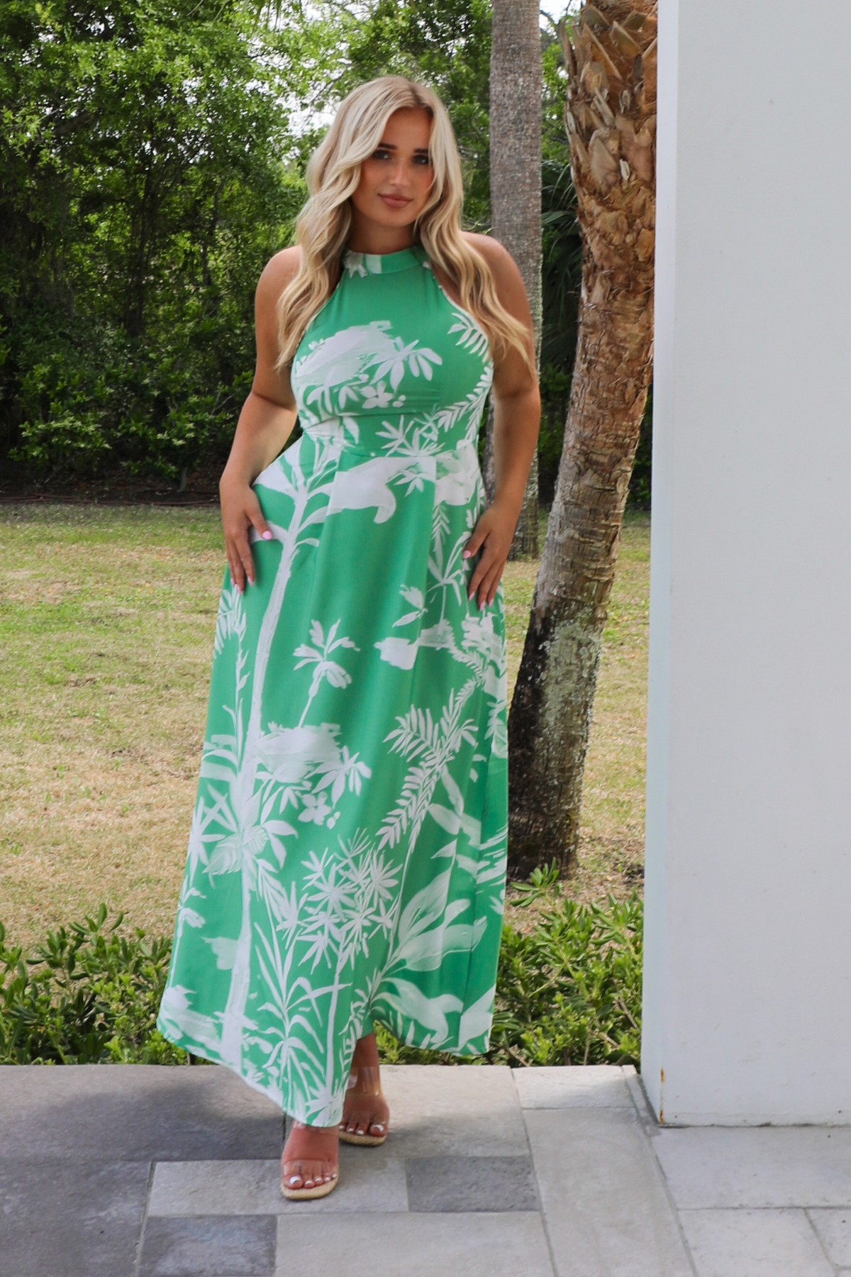 After All Maxi Dress: Green/White