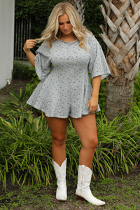 Another Round Romper: Grey/Multi