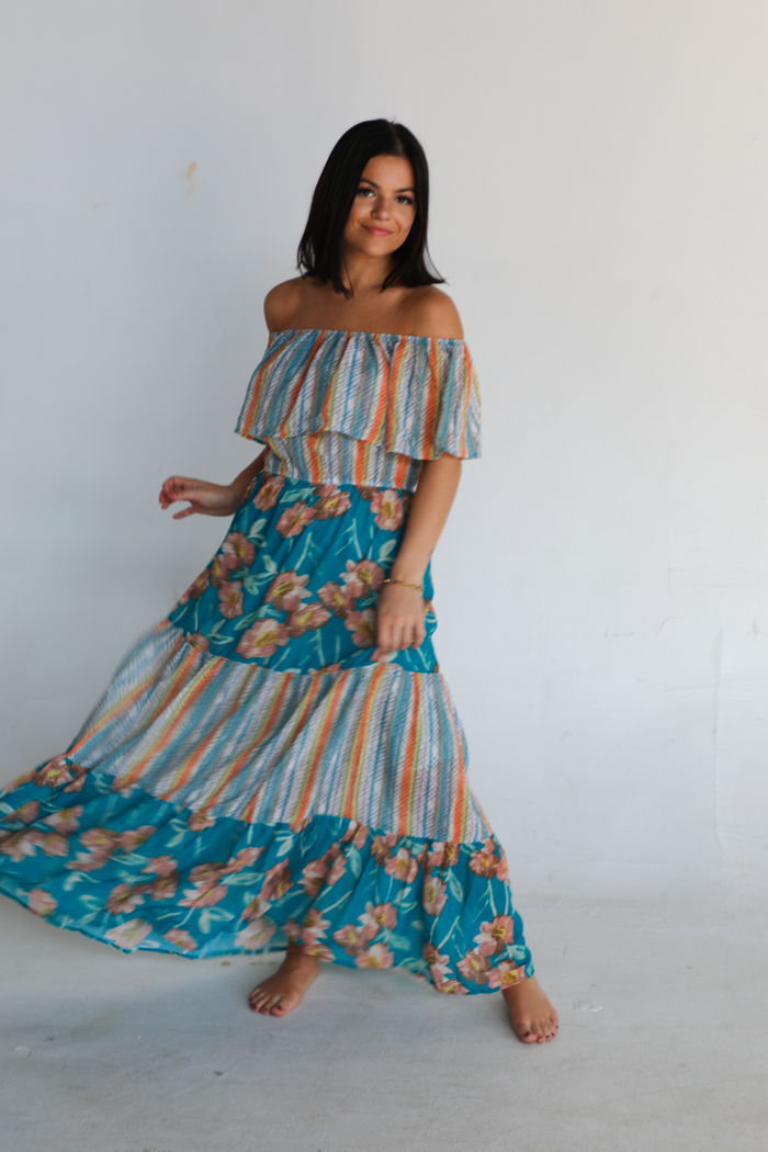 Let Me Know Maxi Dress: Blue/Multi
