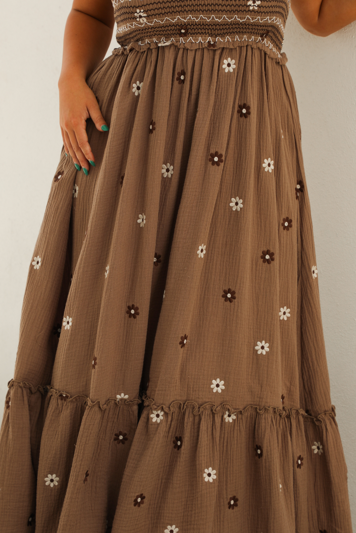 Coffee Date Maxi Dress: Brown/Multi
