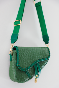 Woven Saddle Bag: Green