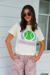 Tennis Champion Graphic Tee: Ivory/Multi