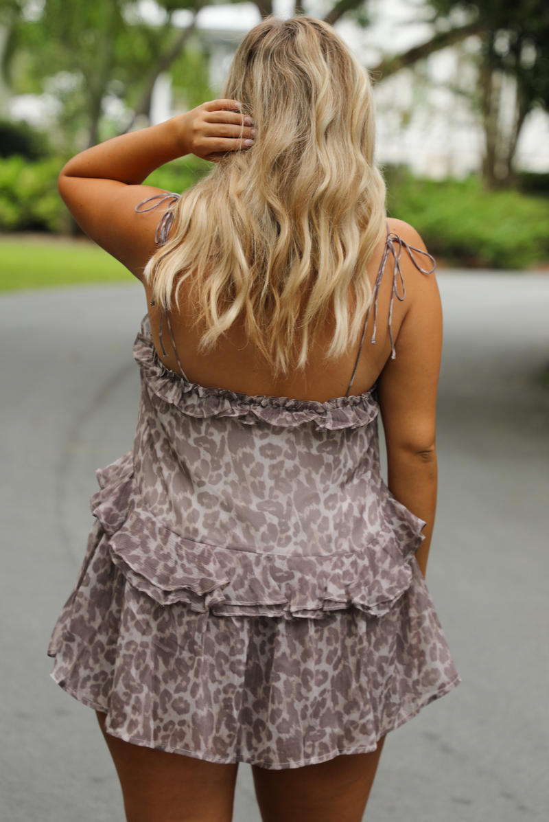 Wait Too Long Romper: Leopard