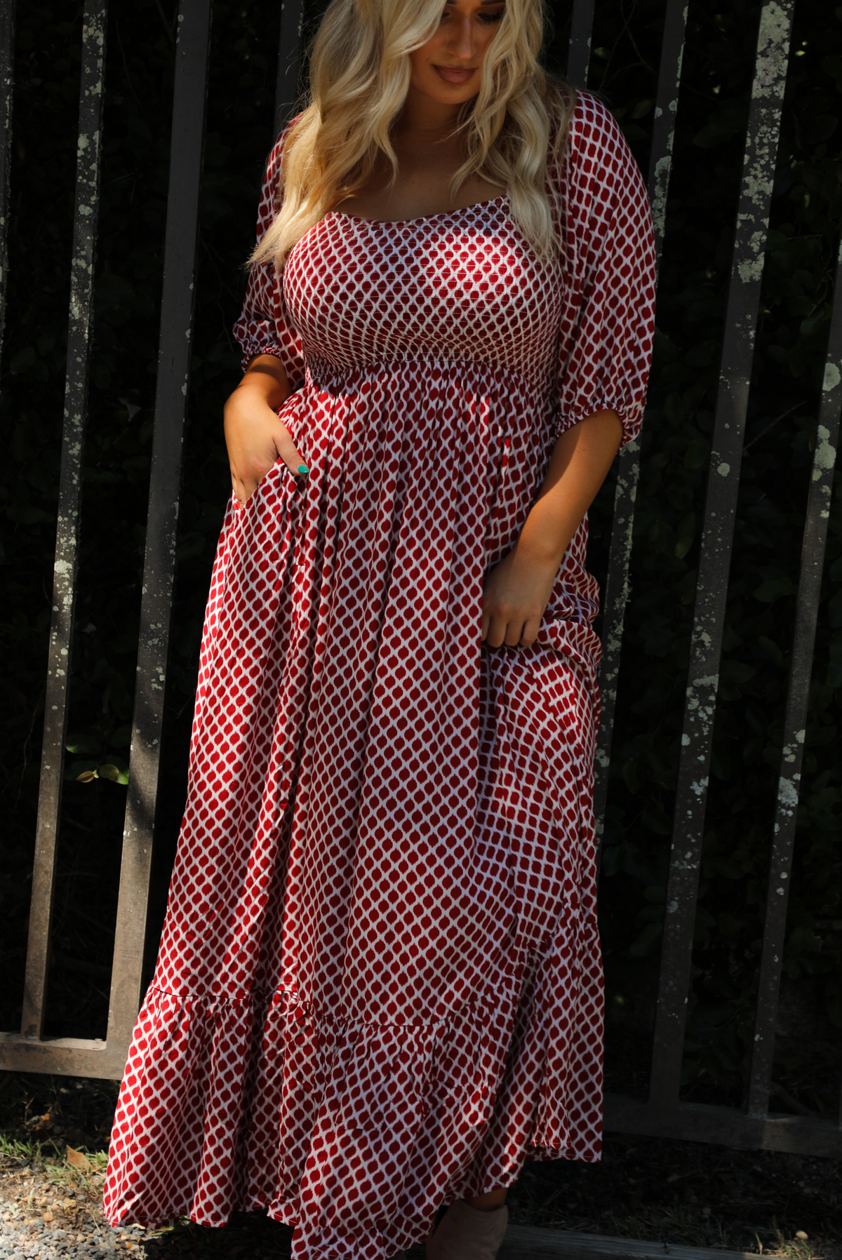 Anything You Can Maxi Dress: Red/White