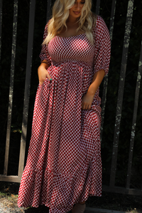 Anything You Can Maxi Dress: Red/White
