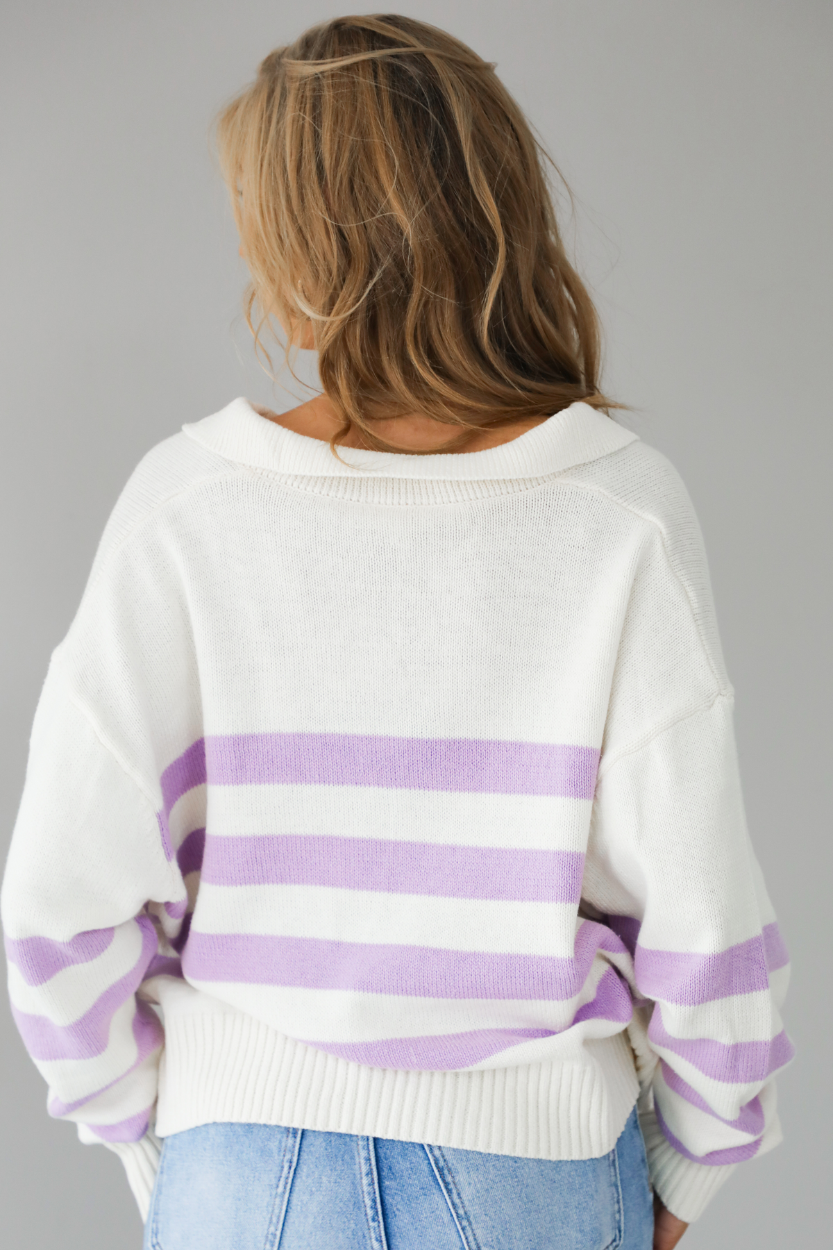 Showing Off Sweater: Ivory/Lavender