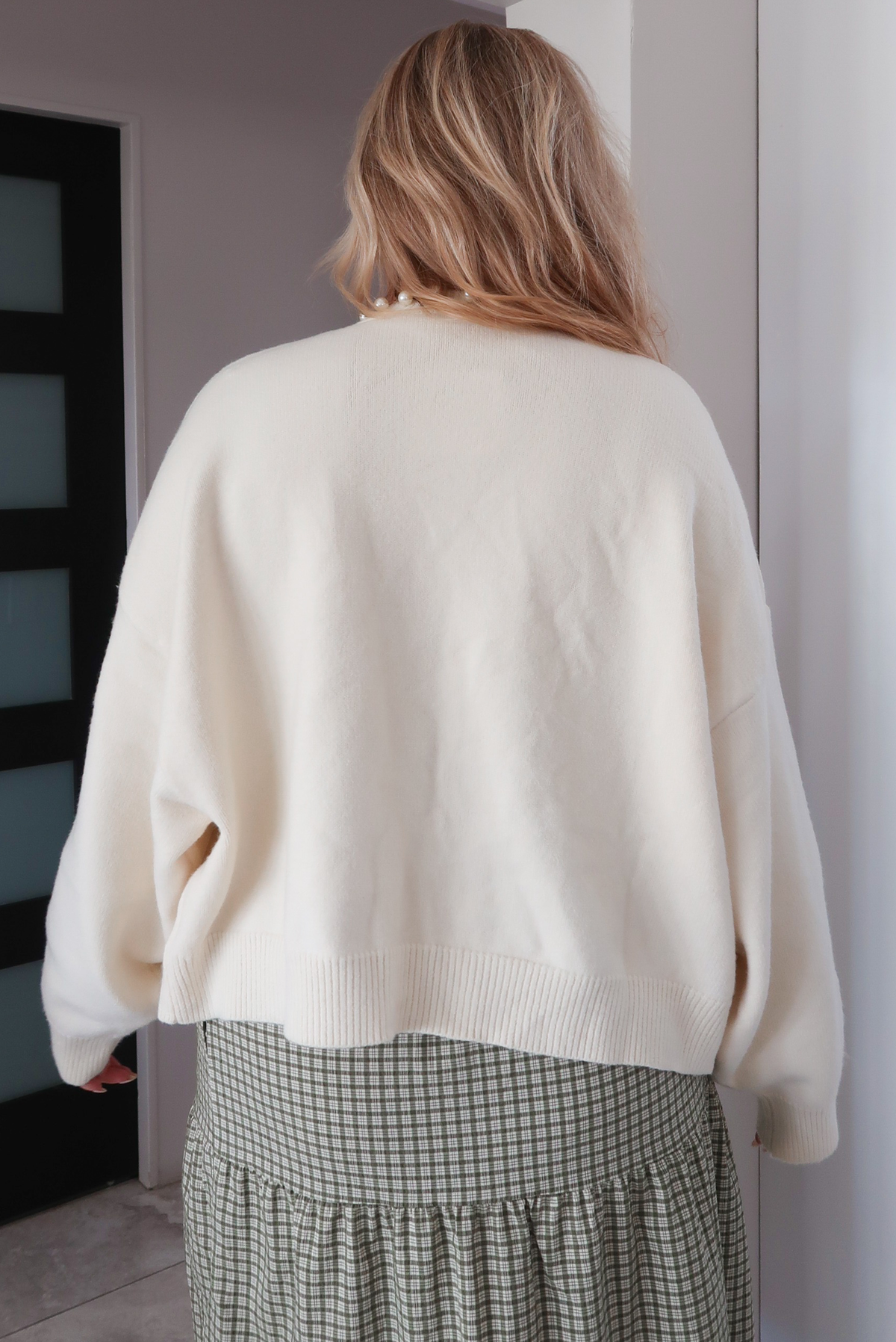 Draped In Pearls Cardigan: Ivory
