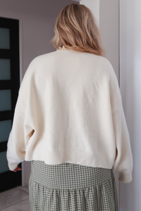 Draped In Pearls Cardigan: Ivory