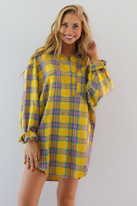 Oversized Boyfriend Flannel: Yellow/Multi