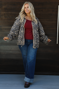 PRE-ORDER: Rainy Days Zip-Up Jacket: Leopard