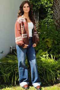 Sweet Doe Cardigan: Brown/Multi