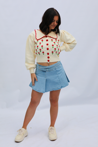 Simple Flowers Cardigan: Ivory/Multi