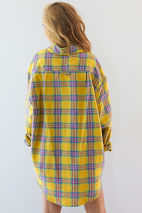 Oversized Boyfriend Flannel: Yellow/Multi