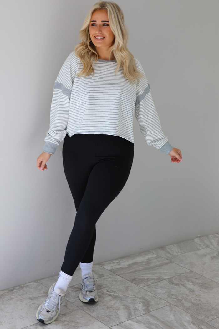 In The Details Sweater: Grey/White