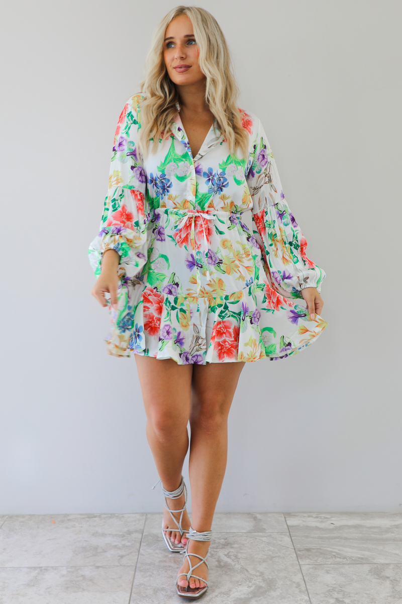 Time & Time Again Dress: White/Multi