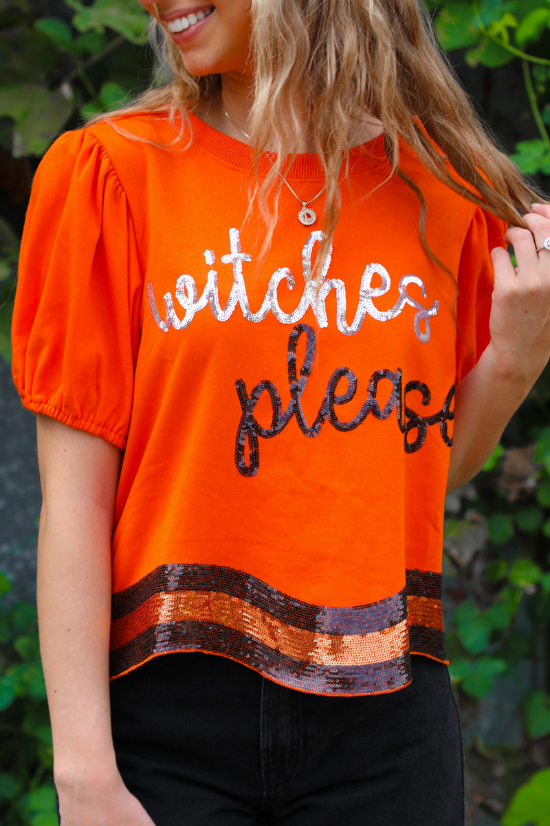 Witches Please Top: Orange/Multi