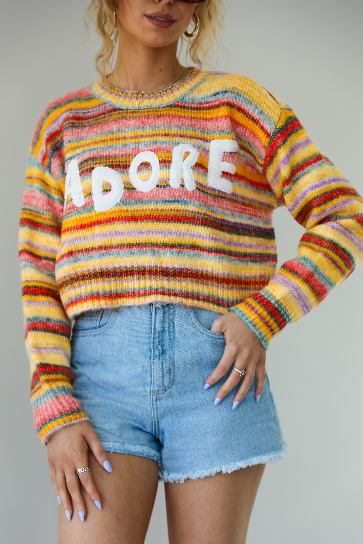 Adore You Sweater: Yellow/Multi