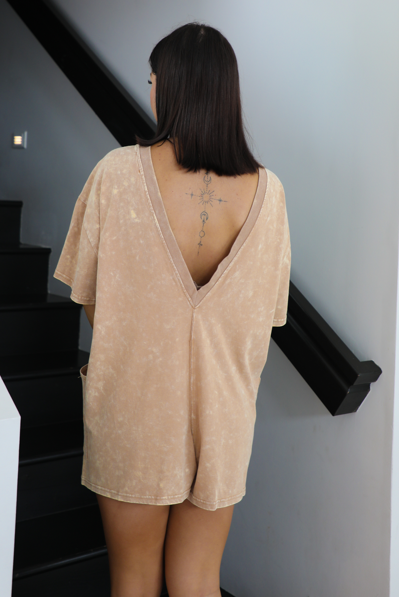 Running Errands Romper: Tan