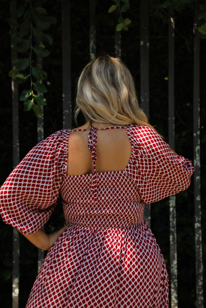 Anything You Can Maxi Dress: Red/White