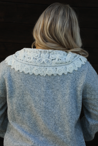 Delicate Details Cardigan: Grey/White