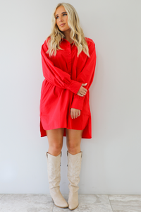 Shine In The Spotlight Mini Dress: Red