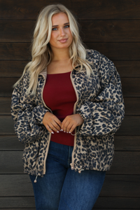PRE-ORDER: Rainy Days Zip-Up Jacket: Leopard