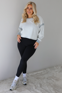 In The Details Sweater: Grey/White