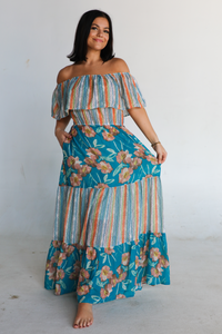Let Me Know Maxi Dress: Blue/Multi