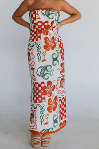 Downtown Stroll Maxi Dress: Off White/Multi