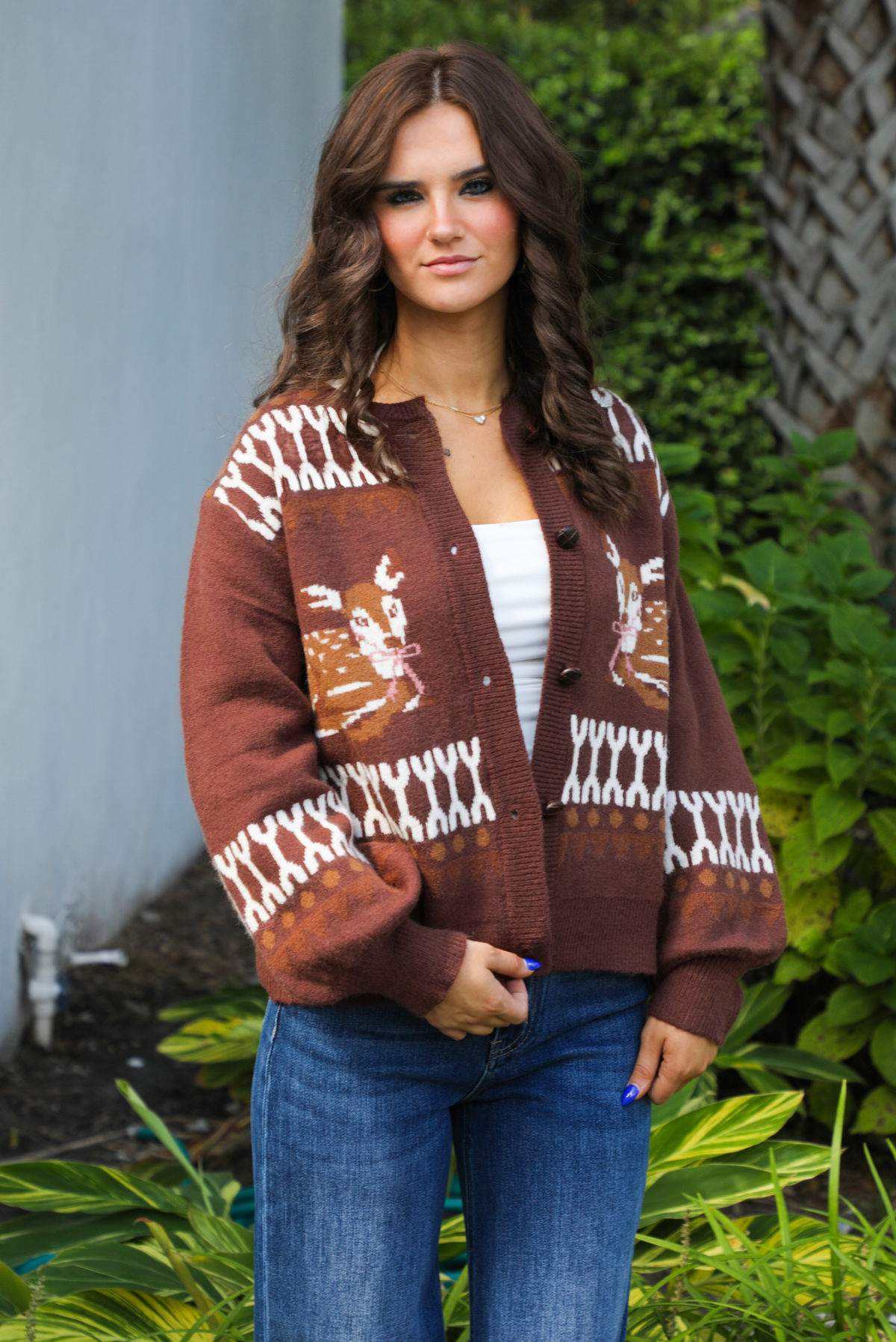 Sweet Doe Cardigan: Brown/Multi
