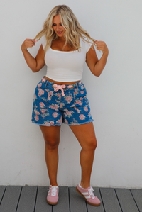 Pretty Flowers Shorts: Denim/Multi Floral