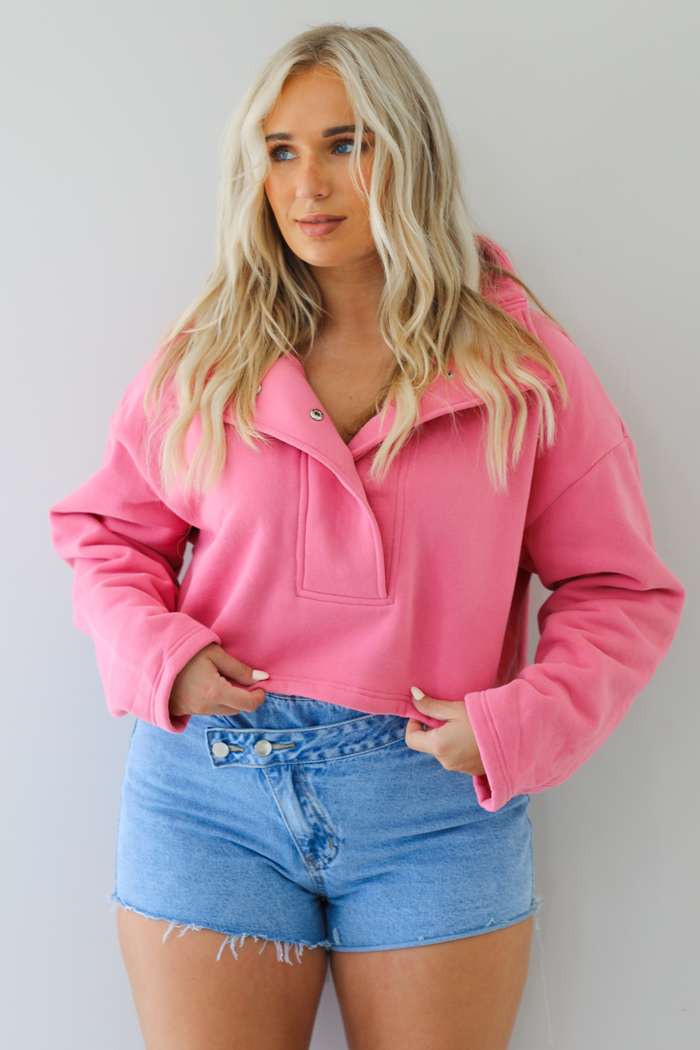 Take Me Back Cropped Sweater: Pink