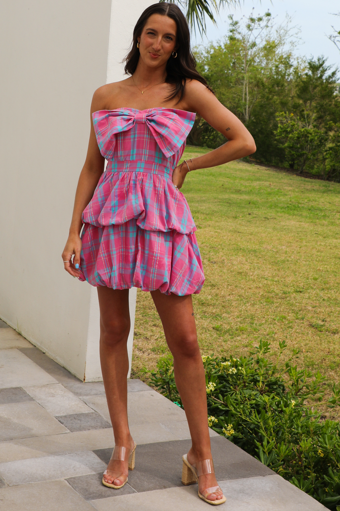 Going Back Dress: Pink/Blue Plaid