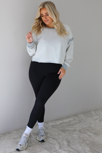 In The Details Sweater: Grey/White