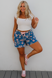 Pretty Flowers Shorts: Denim/Multi Floral