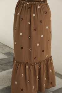 Coffee Date Maxi Dress: Brown/Multi
