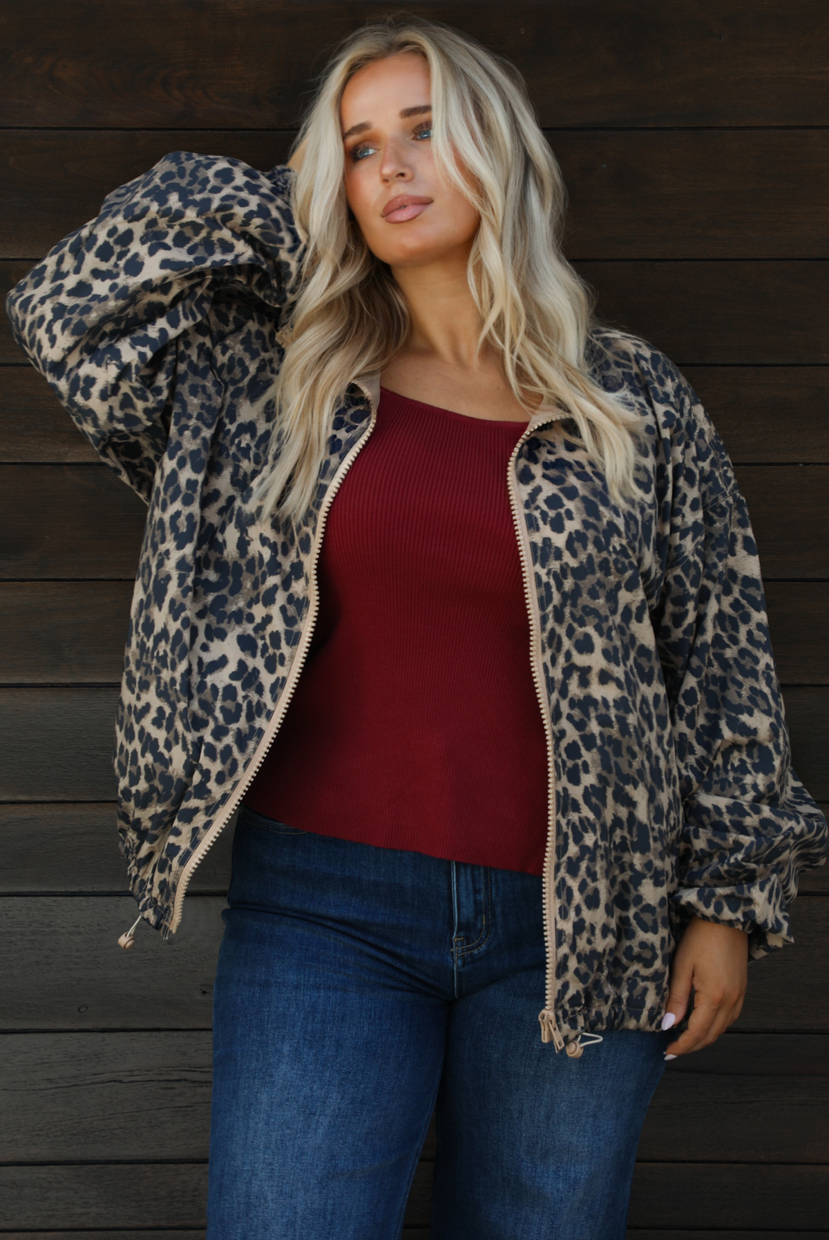 PRE-ORDER: Rainy Days Zip-Up Jacket: Leopard