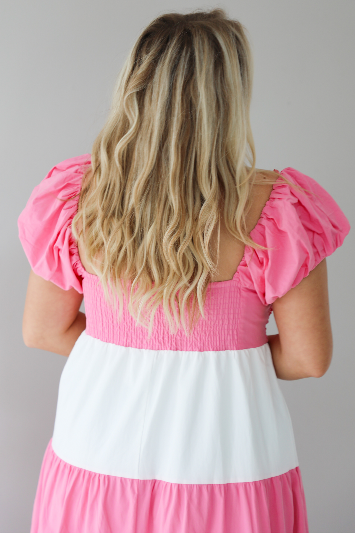 Color-Block Maxi Dress: Pink/White