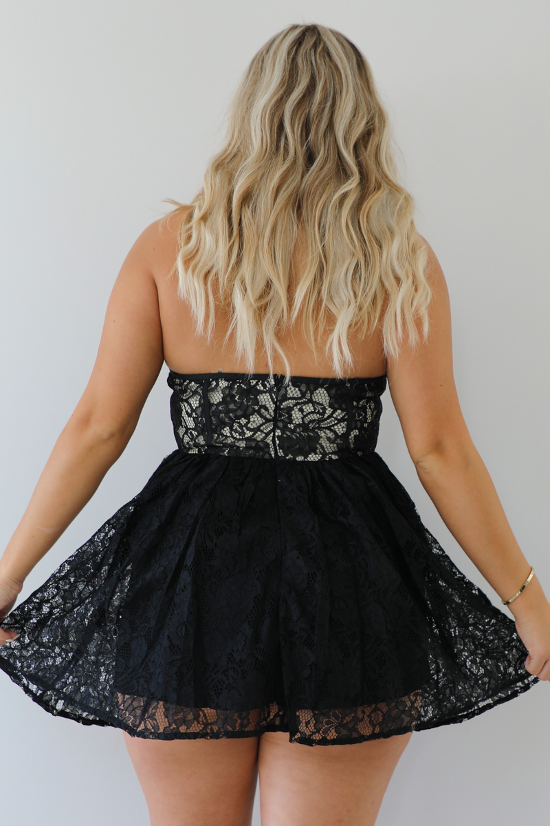 Wait Here Romper: Black