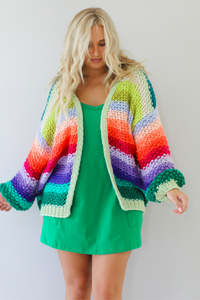 Hour To Shine Cardigan: Green/Multi