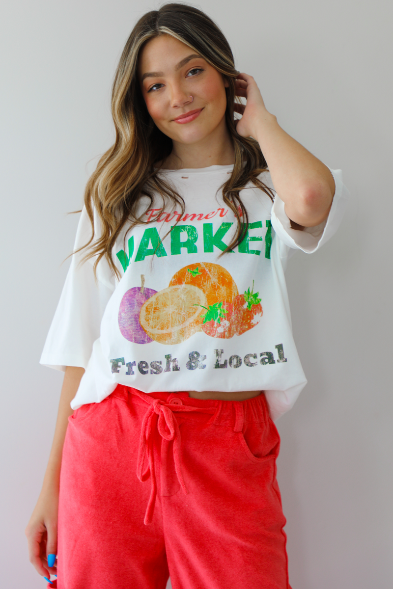 Farmer's Market Graphic Tee: White/Multi